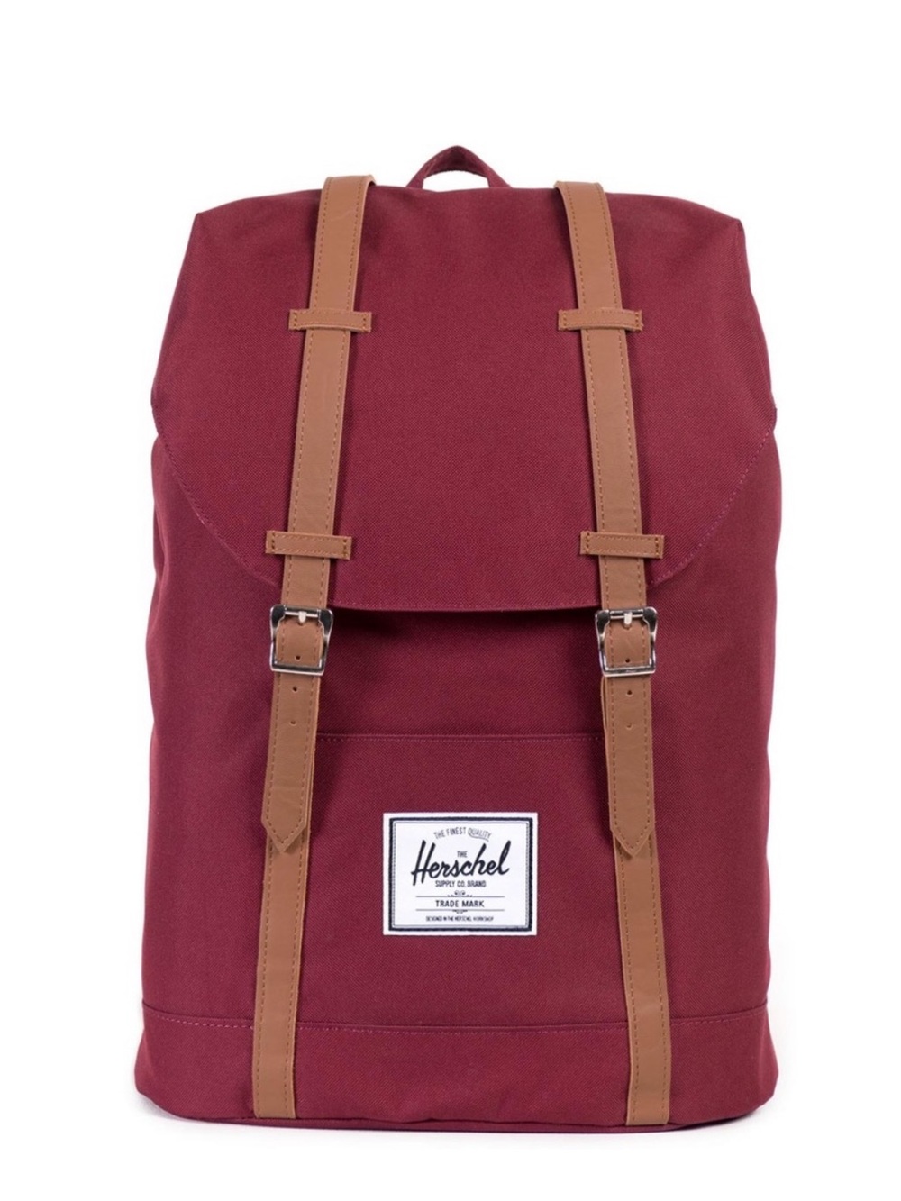 Herschel Supply Company Retreat Backpack in Windsor Wine Burgundy with Tan Strap
